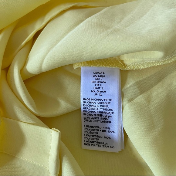 NWT The Drop Rachmartino Lemon Pastel Yellow Heart Shaped Button Down Shirt: L - Picture 10 of 12